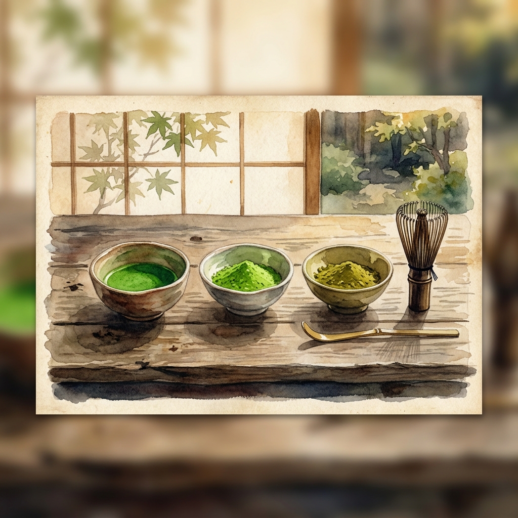 Three grades of matcha