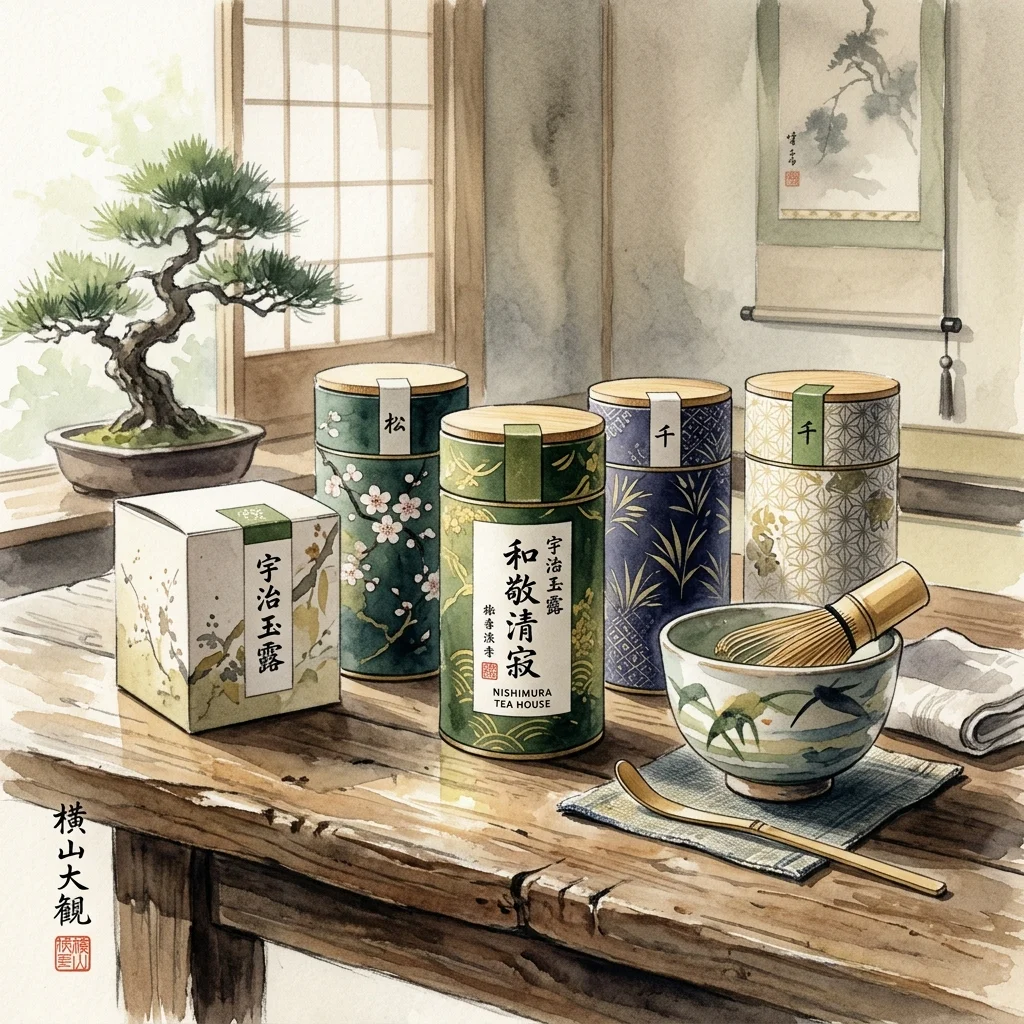 Matcha Ninja Tsujo-cha Organic JAS Certified Premium Matcha Packaging Sumi-e