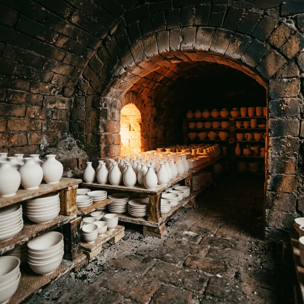 Traditional Arita-yaki porcelain kiln interior