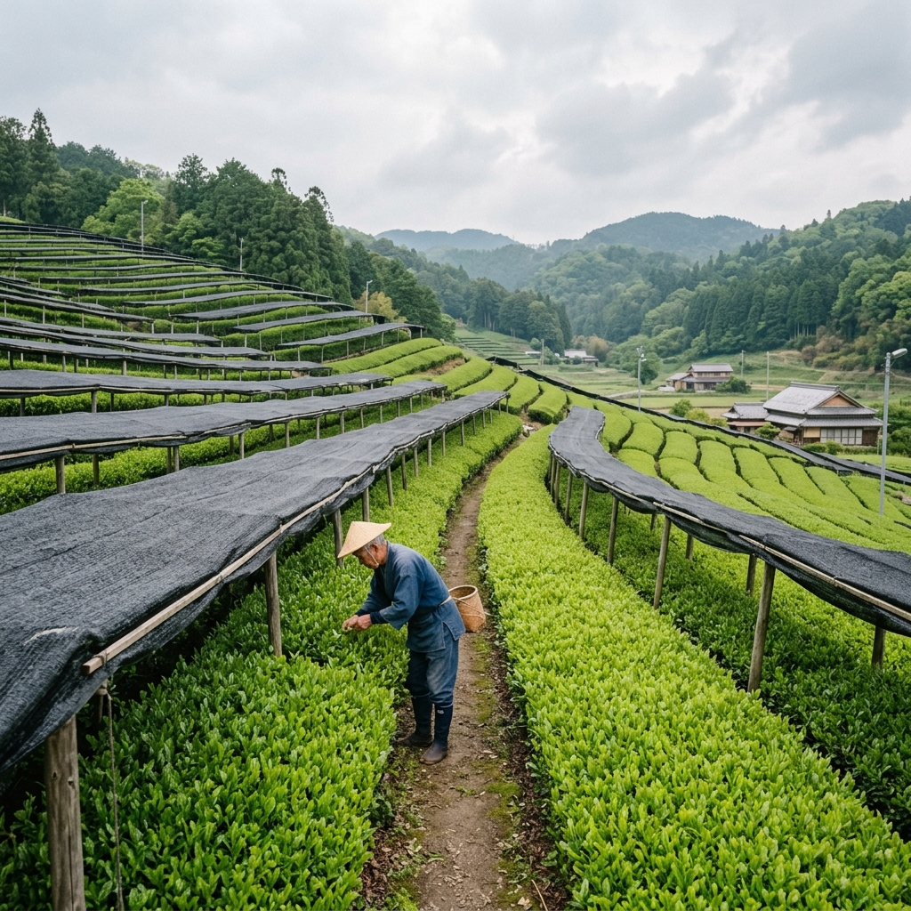 Shade-covered matcha fields in Uji, Kyoto
